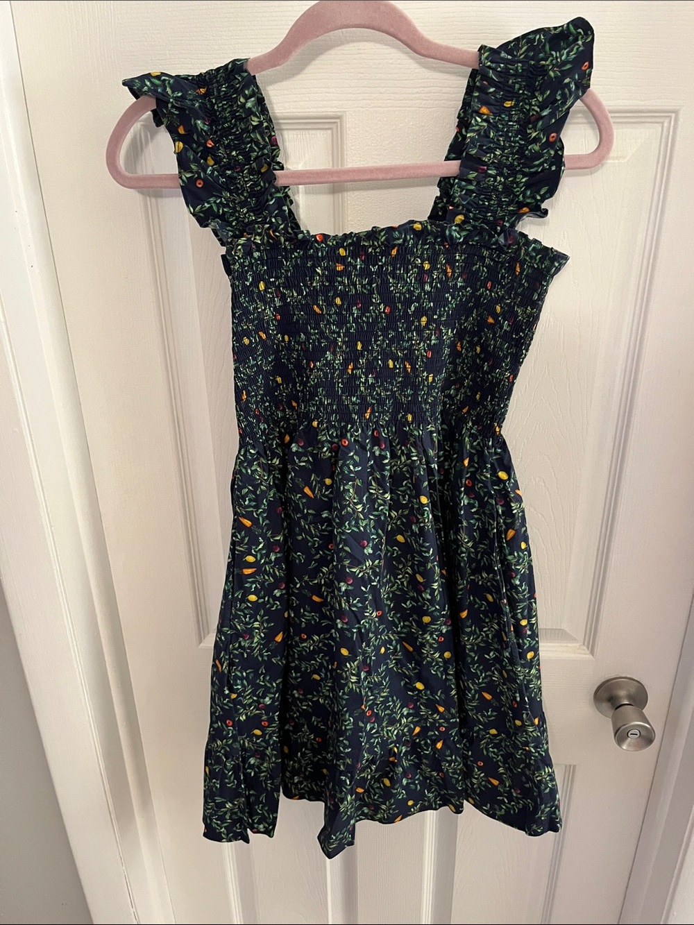 Navy veggie print dress